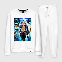 Женский костюм Черная кошка с брилиантом на крыше здания