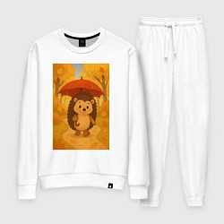 Костюм хлопковый женский Ёжик с зонтом, цвет: белый