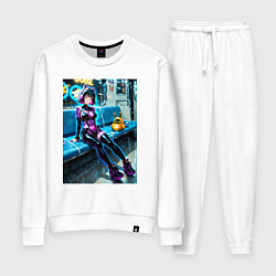 Костюм хлопковый женский Андроид в вагоне метро, цвет: белый