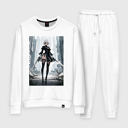 Женский костюм Девушка-андроид с катанами посреди руин