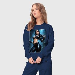 Костюм хлопковый женский Девушка с перчатками-когтями, цвет: тёмно-синий — фото 2