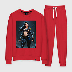 Костюм хлопковый женский Наемница с когтями, цвет: красный