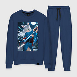 Костюм хлопковый женский Лисица с катаной, цвет: тёмно-синий