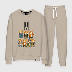 Костюм хлопковый женский BTS группа из корги, цвет: миндальный