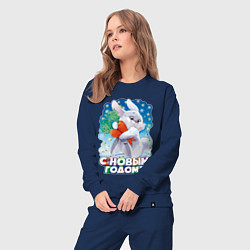 Костюм хлопковый женский С Новым годом, цвет: тёмно-синий — фото 2