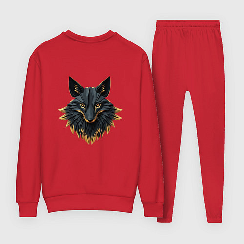 Женский костюм Чёрный лис с золотым отливом: взгляд сквозь грани / Красный – фото 2