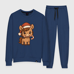 Костюм хлопковый женский Лошадка новогодняя с леденцом 2026, цвет: тёмно-синий