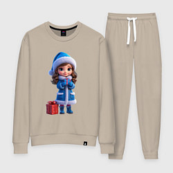 Женский костюм Снегурочка с подарком