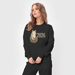 Костюм хлопковый женский 2026 белая лошадь, цвет: черный — фото 2