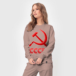 Костюм хлопковый женский СССР Логотип, цвет: пыльно-розовый — фото 2