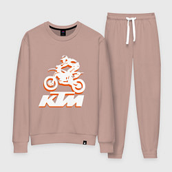 Костюм хлопковый женский KTM белый, цвет: пыльно-розовый