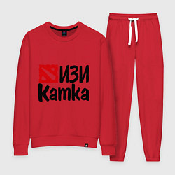 Костюм хлопковый женский Изи катка, цвет: красный