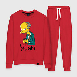 Костюм хлопковый женский Mr. Burns: I get money, цвет: красный