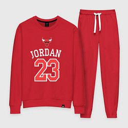 Костюм хлопковый женский Jordan 23, цвет: красный