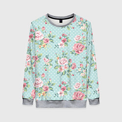 Свитшот женский Цветы ретро 1, цвет: 3D-меланж