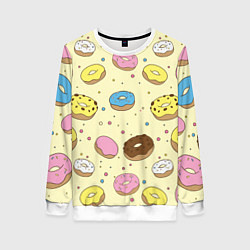 Свитшот женский Сладкие пончики, цвет: 3D-белый