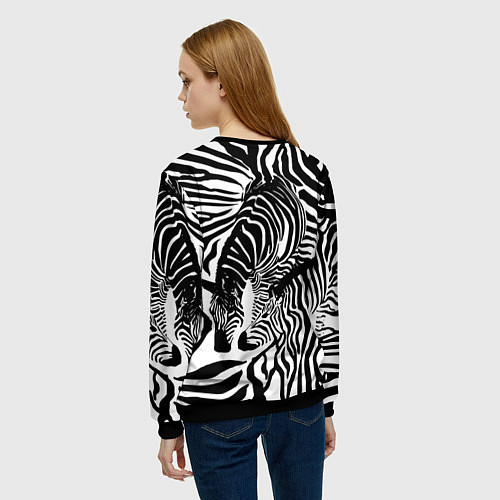 Женский свитшот Полосатая зебра / 3D-Черный – фото 4