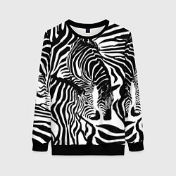 Свитшот женский Полосатая зебра, цвет: 3D-черный
