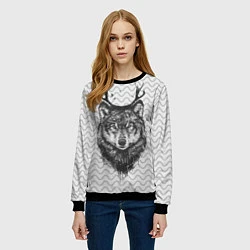 Свитшот женский Рогатый волк, цвет: 3D-черный — фото 2