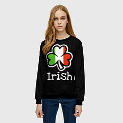 Свитшот женский Irish - tricolor clover, цвет: 3D-черный — фото 2