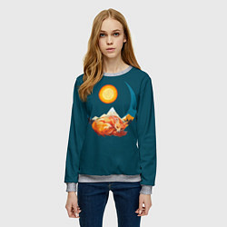 Свитшот женский Лиса под солнцем, цвет: 3D-меланж — фото 2