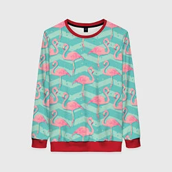 Свитшот женский Flamingo Pattern, цвет: 3D-красный