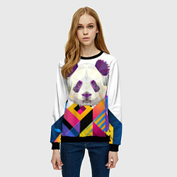 Свитшот женский Панда: геометрия, цвет: 3D-черный — фото 2
