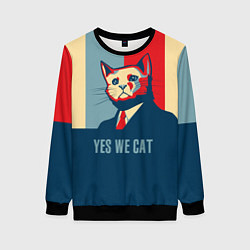 Свитшот женский Yes we CAT, цвет: 3D-черный