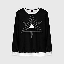 Свитшот женский Темные треугольники, цвет: 3D-белый