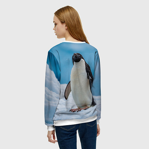 Женский свитшот Пингвин на айсберге / 3D-Белый – фото 4