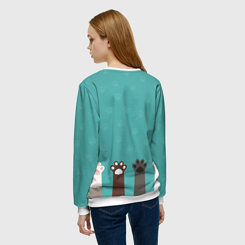 Женский свитшот Лапки котеек / 3D-Белый – фото 4