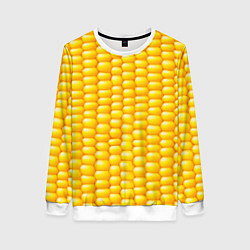 Свитшот женский Сладкая вареная кукуруза, цвет: 3D-белый