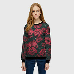 Свитшот женский Бархатные розы, цвет: 3D-черный — фото 2