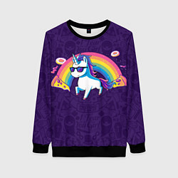 Свитшот женский Радужный единорог, цвет: 3D-черный
