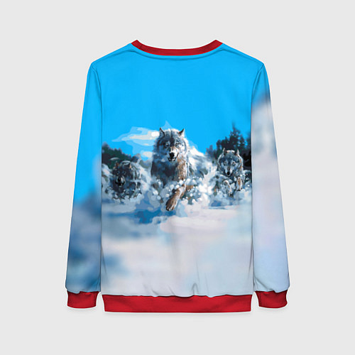 Женский свитшот Волчья охота / 3D-Красный – фото 2