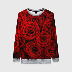 Свитшот женский Красные розы, цвет: 3D-меланж