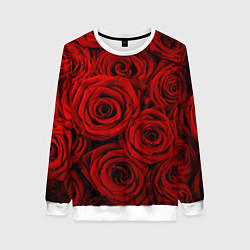Свитшот женский Красные розы, цвет: 3D-белый