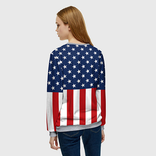 Женский свитшот Флаг США / 3D-Меланж – фото 4