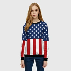 Свитшот женский Флаг США, цвет: 3D-черный — фото 2