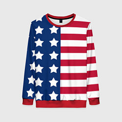 Свитшот женский USA Flag, цвет: 3D-красный