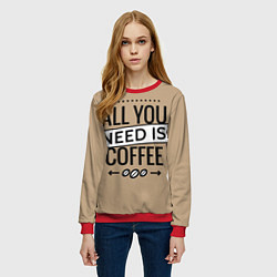 Свитшот женский All you need is coffee, цвет: 3D-красный — фото 2