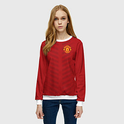 Свитшот женский Manchester United: Red Lines, цвет: 3D-белый — фото 2