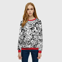 Свитшот женский Ahegao: Black & White, цвет: 3D-красный — фото 2