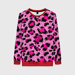 Свитшот женский Розовый леопард, цвет: 3D-красный