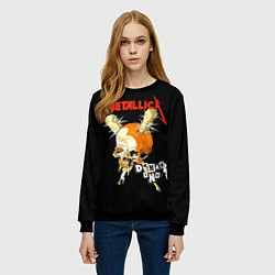 Свитшот женский Metallica - orange skull, цвет: 3D-черный — фото 2