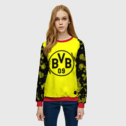 Свитшот женский FC Borussia Dortmund: Yellow & Black, цвет: 3D-красный — фото 2