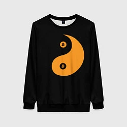 Свитшот женский Bitcoin: Ying Yang, цвет: 3D-черный