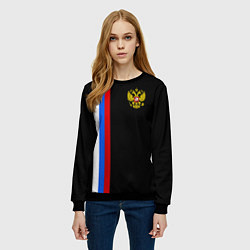 Свитшот женский Россия: Линия триколор, цвет: 3D-черный — фото 2
