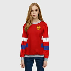 Свитшот женский Russia: Sport Tricolor, цвет: 3D-меланж — фото 2