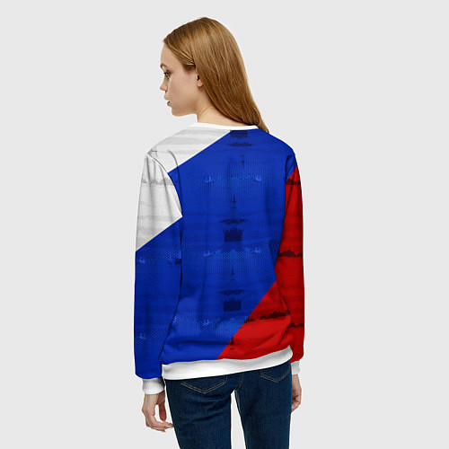 Женский свитшот Россия: триколор / 3D-Белый – фото 4